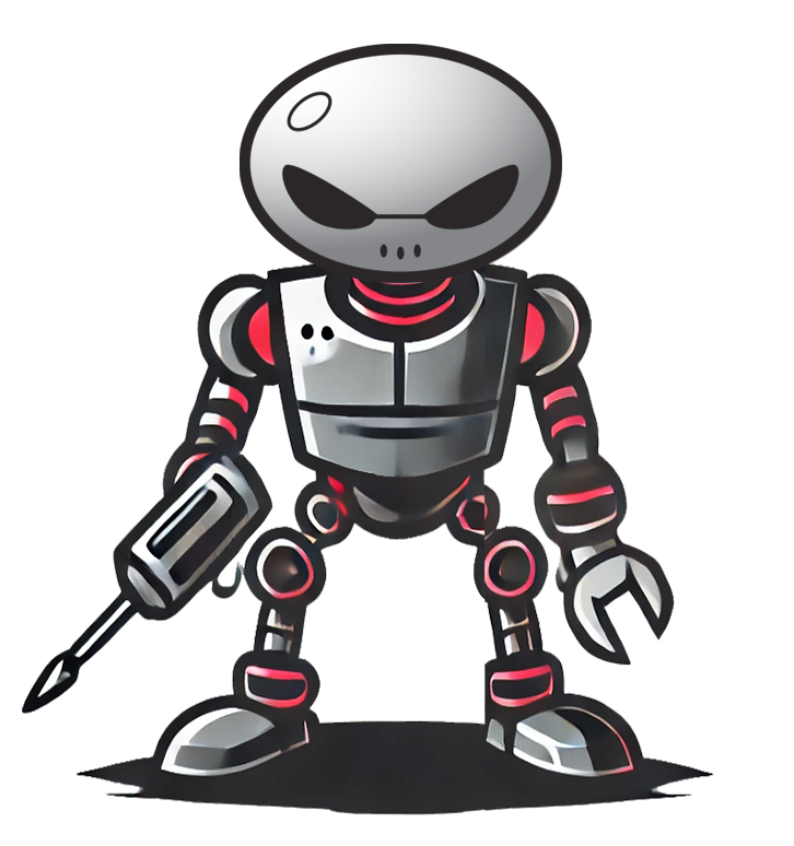 Evil Robot holding tools